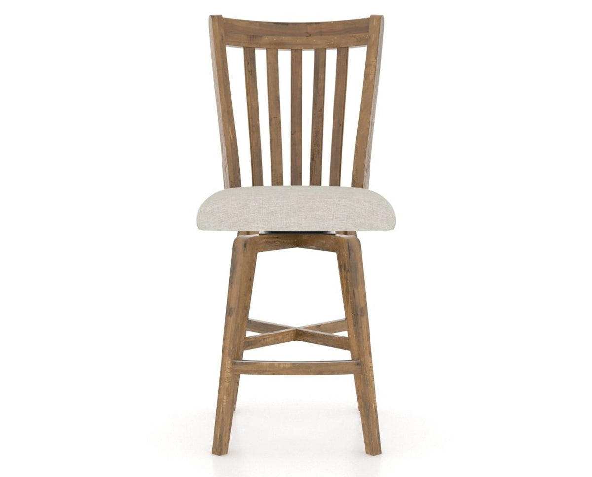 Canadel Champlain Swivel Counter Stool 7119 in TB Fabric and 03 Oak Washed, front view