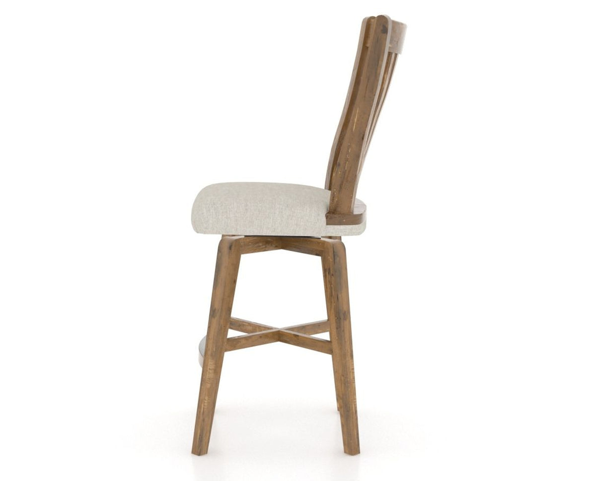 Canadel Champlain Swivel Counter Stool 7119 in TB Fabric and 03 Oak Washed, side view