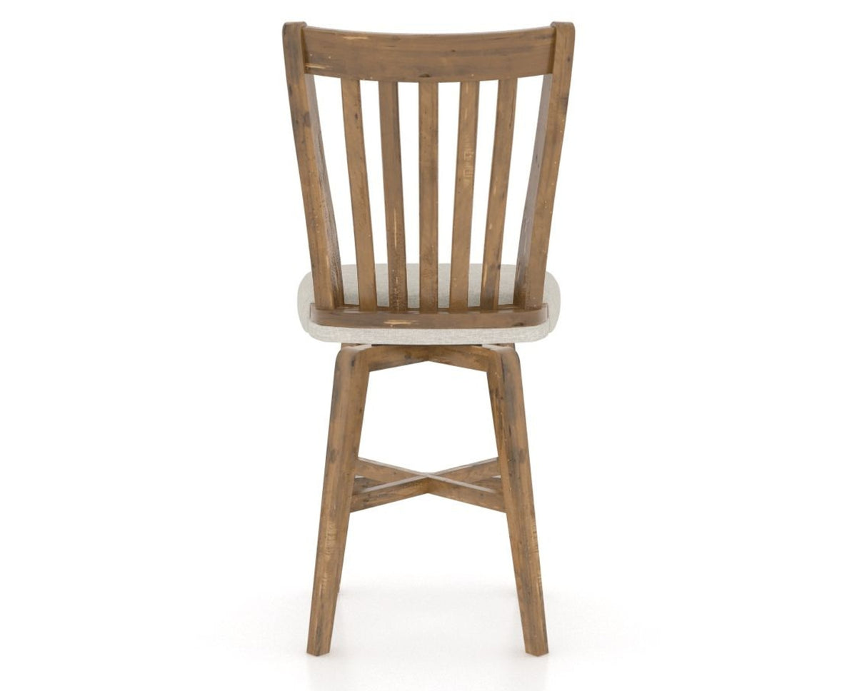 Canadel Champlain Swivel Counter Stool 7119 in TB Fabric and 03 Oak Washed, back view