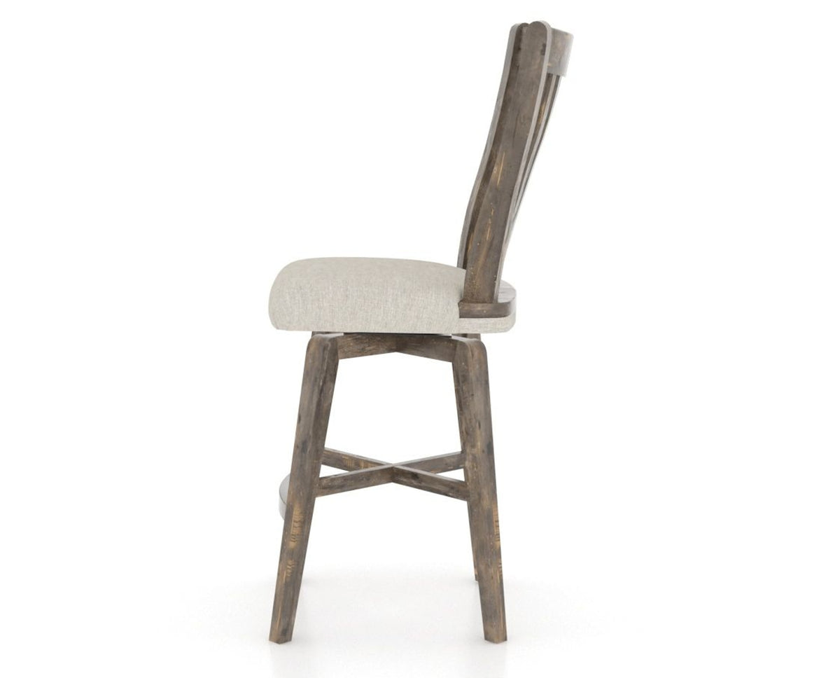 Canadel Champlain Swivel Counter Stool 7119 in TB Fabric and 08 Shadow, side view