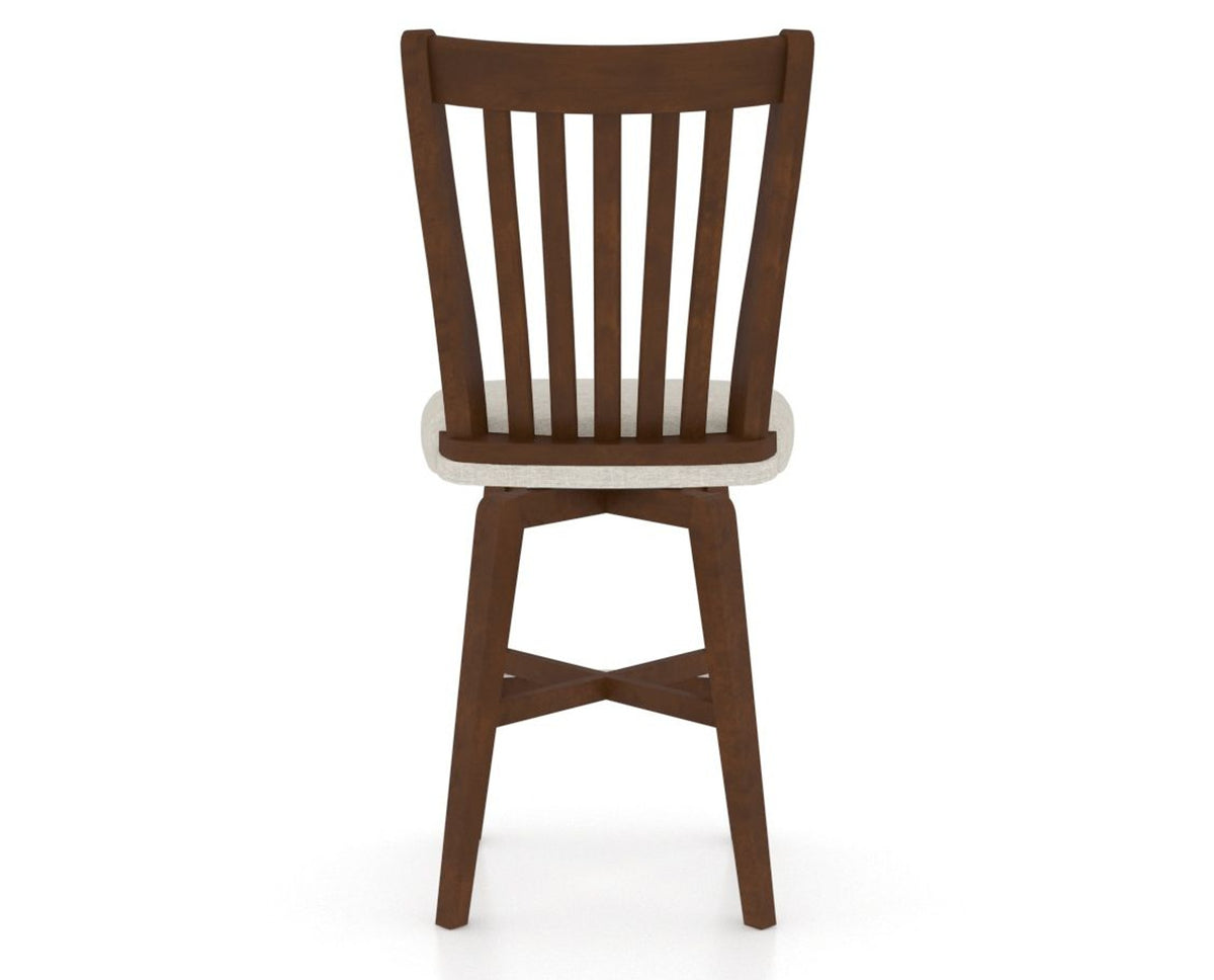 Canadel Swivel Counter Stool 7119 in TB Fabric and 19 Cognac Washed, back view
