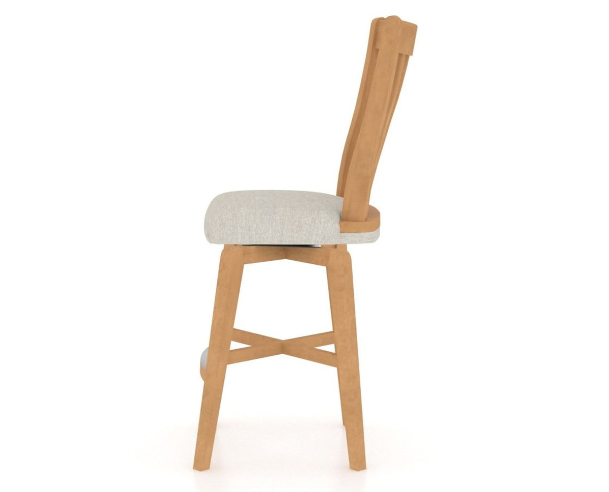 Canadel Swivel Counter Stool 7119 in TB Fabric and 20 Caramel Washed, side view