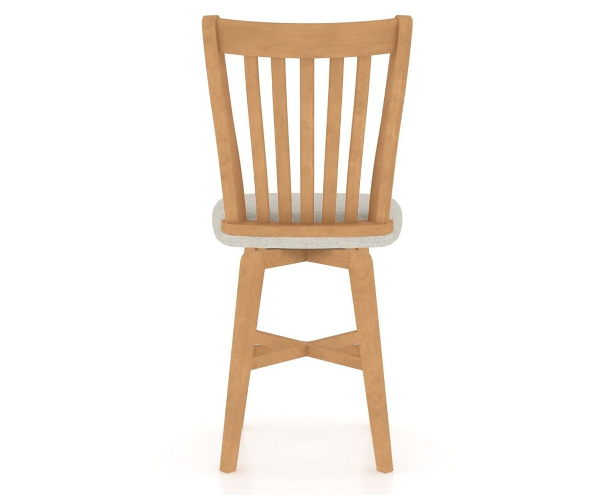 Canadel Swivel Counter Stool 7119 in TB Fabric and 20 Caramel Washed, back view
