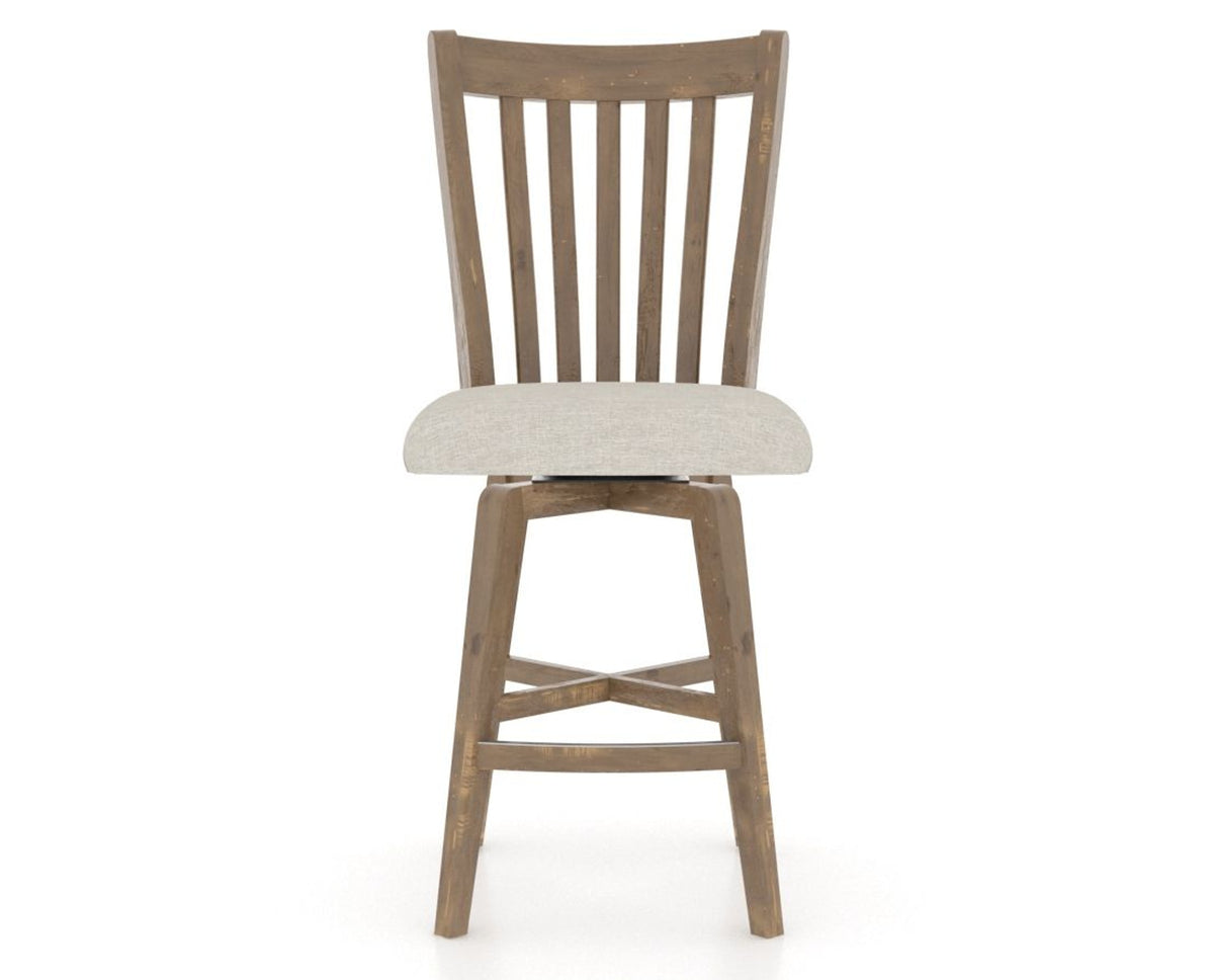 Canadel Champlain Swivel Counter Stool 7119 in TB Fabric and 25 Pecan Washed, front view