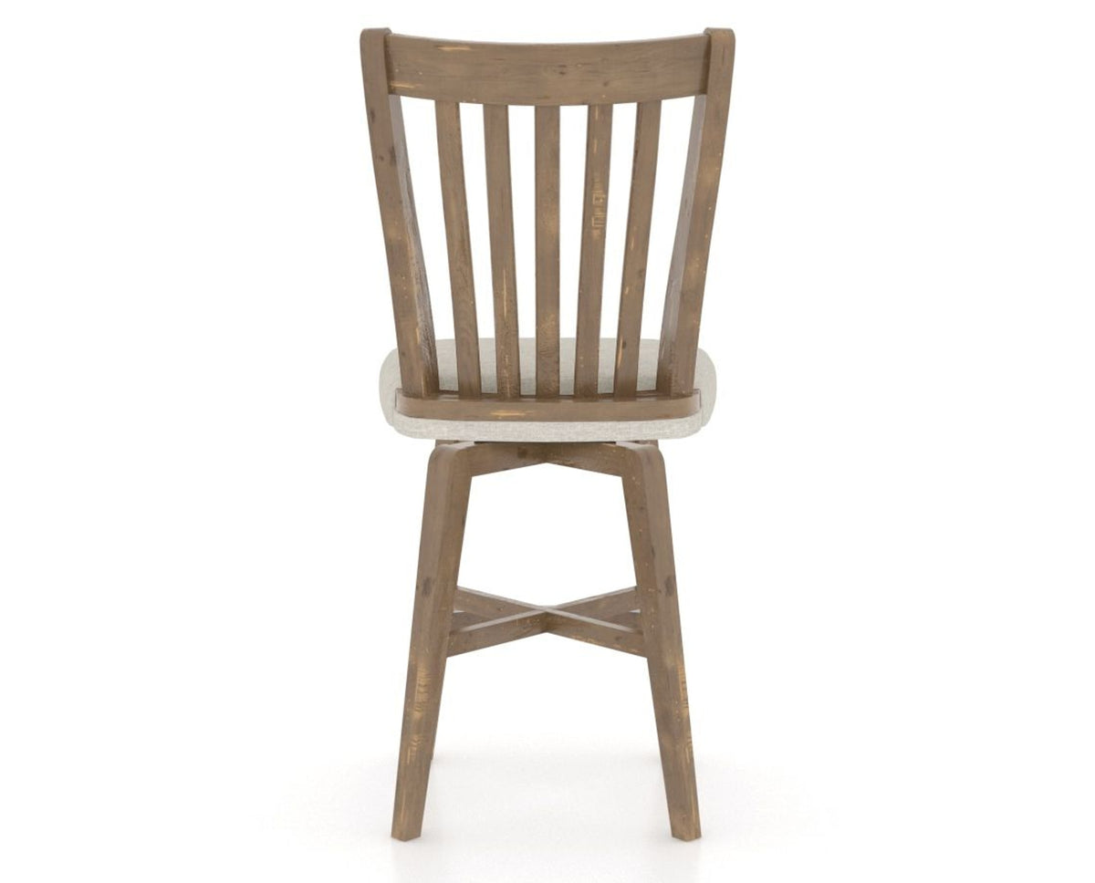 Canadel Champlain Swivel Counter Stool 7119 in TB Fabric and 25 Pecan Washed, back view