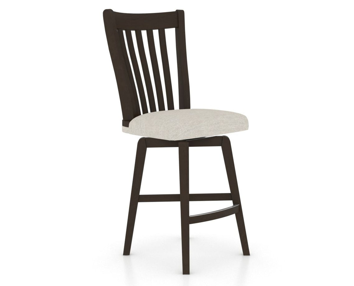 Canadel Swivel Counter Stool 7119 in TB Fabric and 59 Davy's Grey, three-quarter view