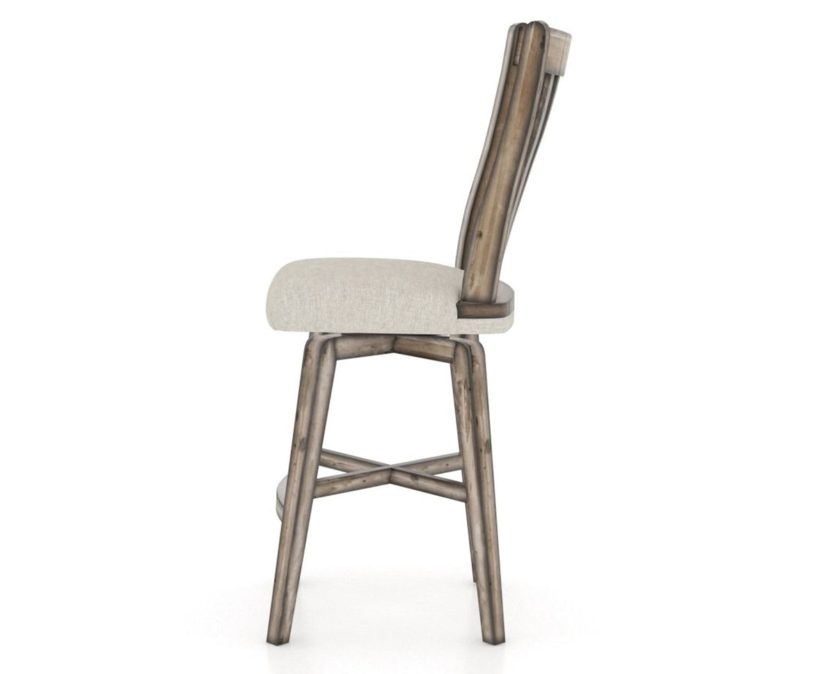 Canadel Champlain Swivel Counter Stool 7119 in TB Fabric and 72 Heritage Nature, side view