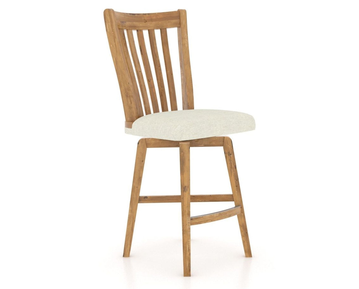 Canadel Champlain Swivel Counter Stool 7119 in TW Fabric and 01 Honey Washed, three-quarter view