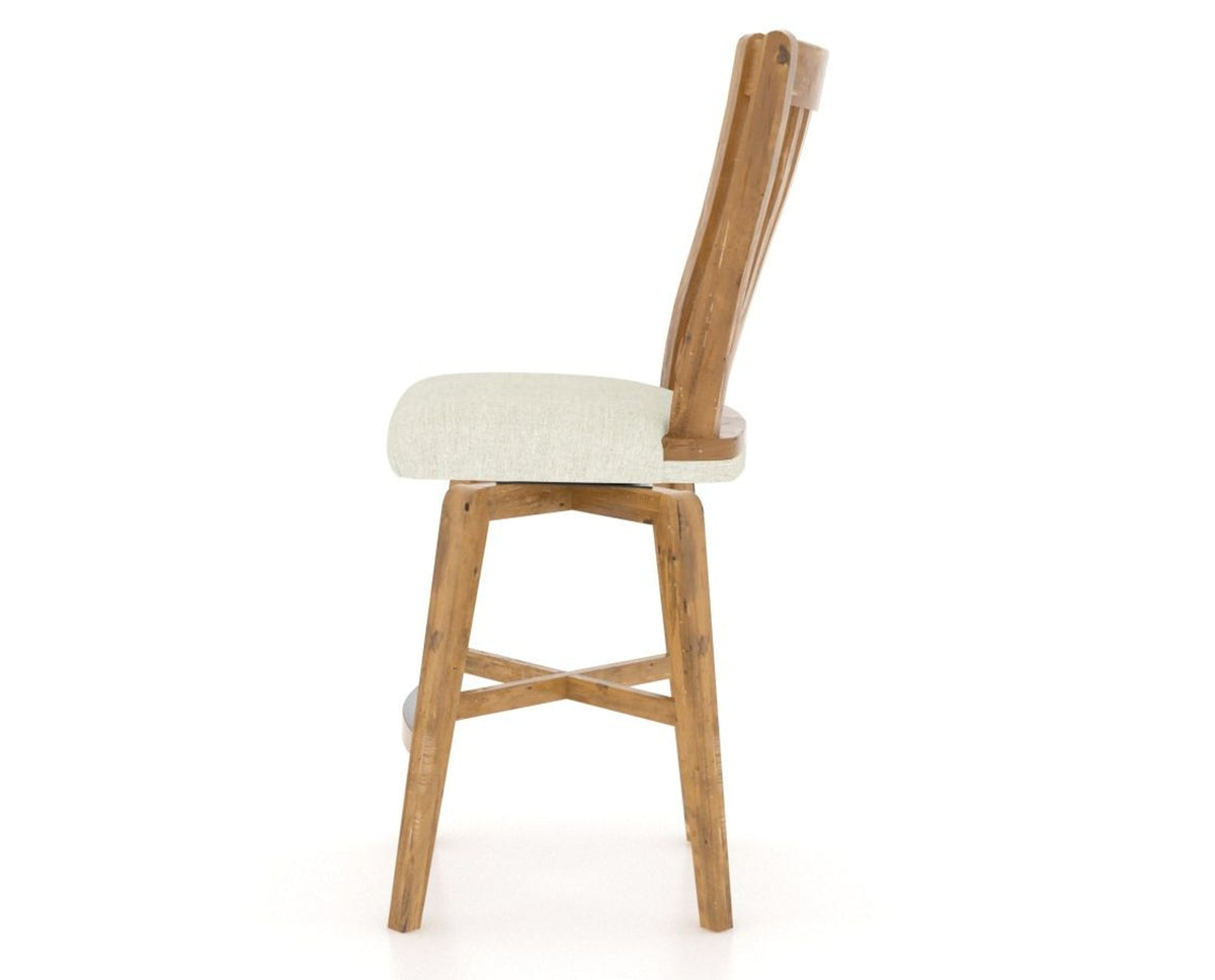 Canadel Champlain Swivel Counter Stool 7119 in TW Fabric and 01 Honey Washed, side view