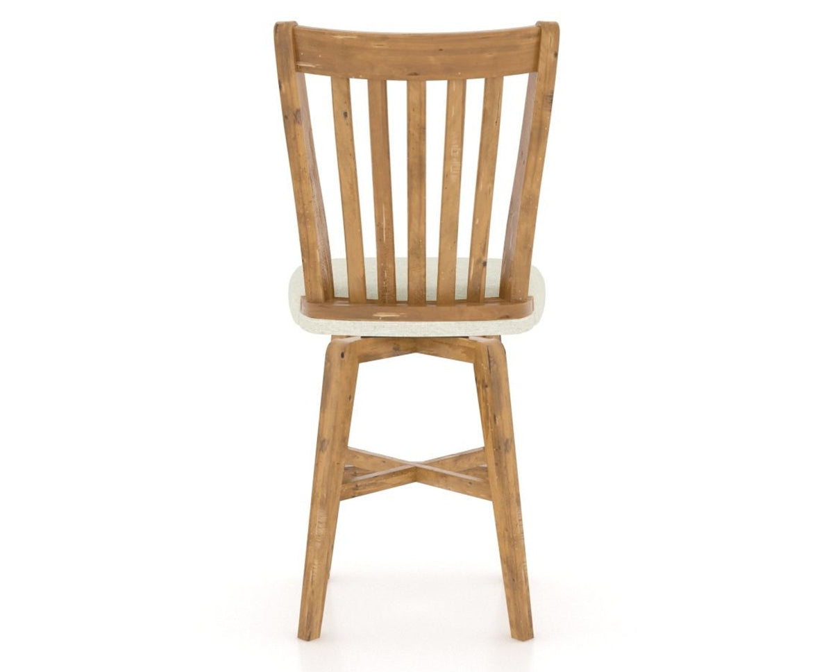 Canadel Champlain Swivel Counter Stool 7119 in TW Fabric and 01 Honey Washed, back view