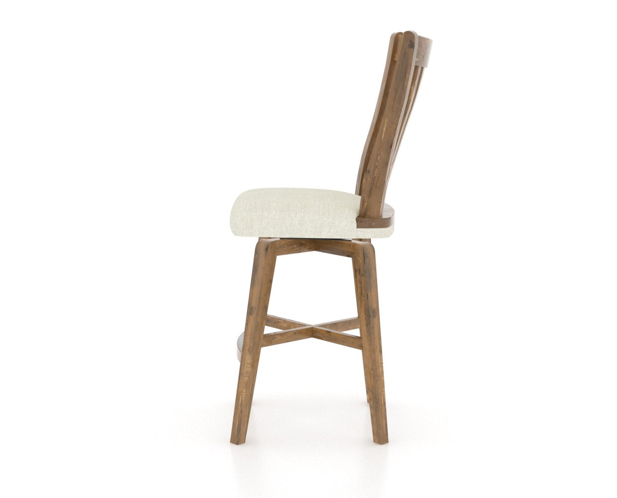 Canadel Champlain Swivel Counter Stool 7119 in Oak Washed & Fabric TW, side view
