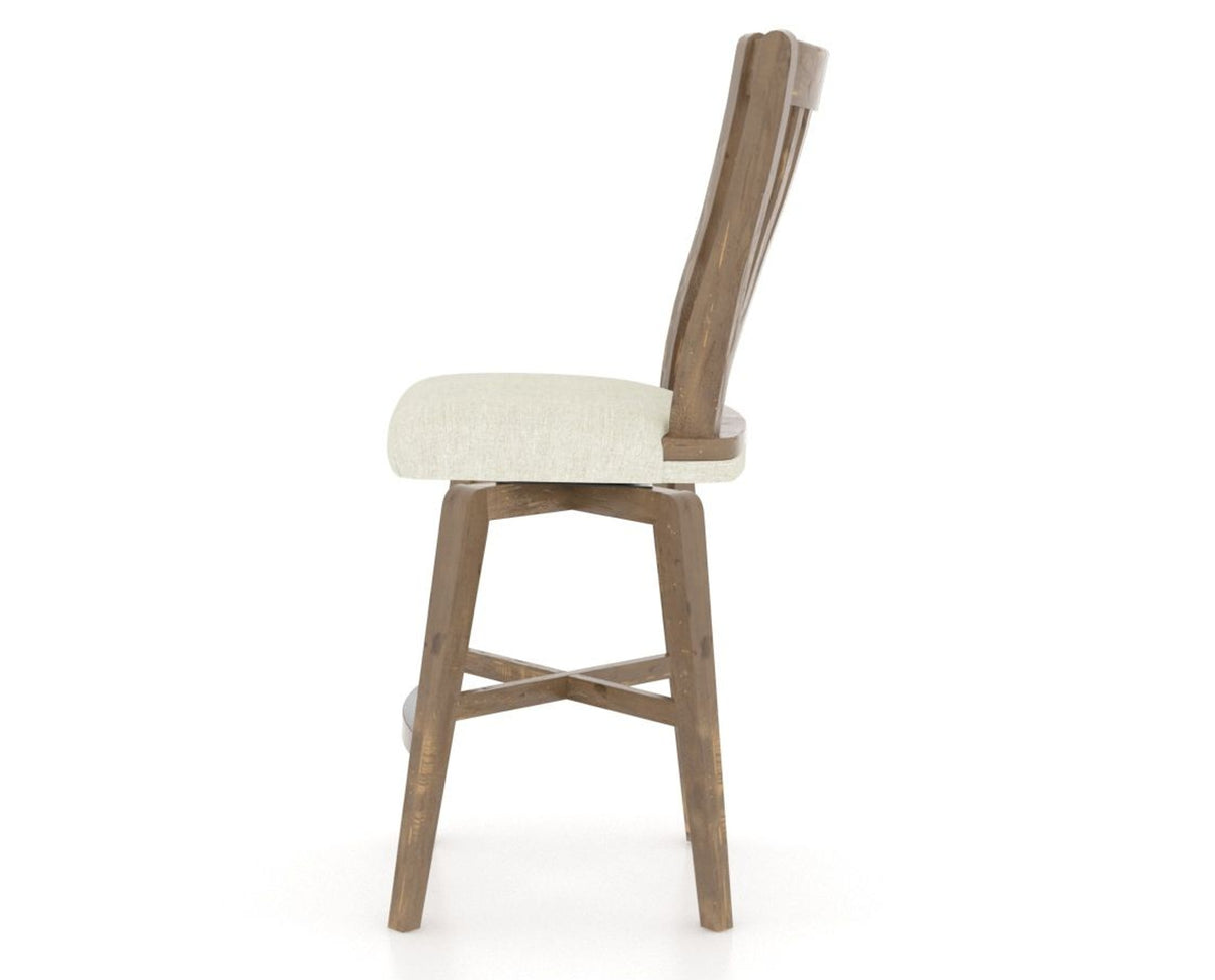 Canadel Champlain Swivel Counter Stool 7119 in TW Fabric and 25 Pecan Washed, side view