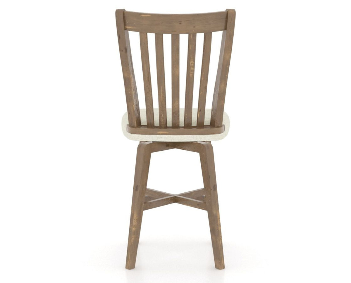 Canadel Champlain Swivel Counter Stool 7119 in TW Fabric and 25 Pecan Washed, back view