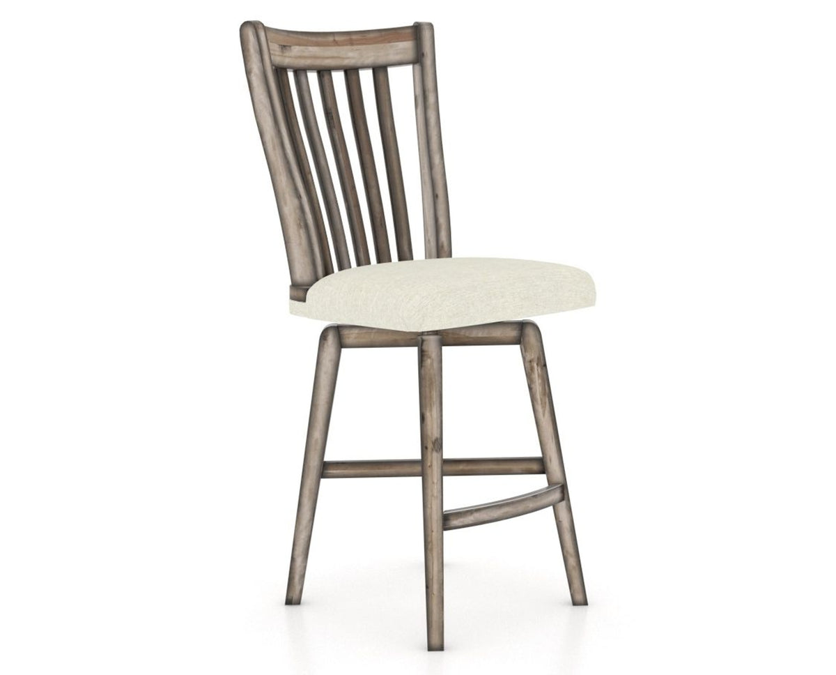 Canadel Champlain Swivel Counter Stool 7119 in TW Fabric and 72 Heritage Nature, three-quarter view