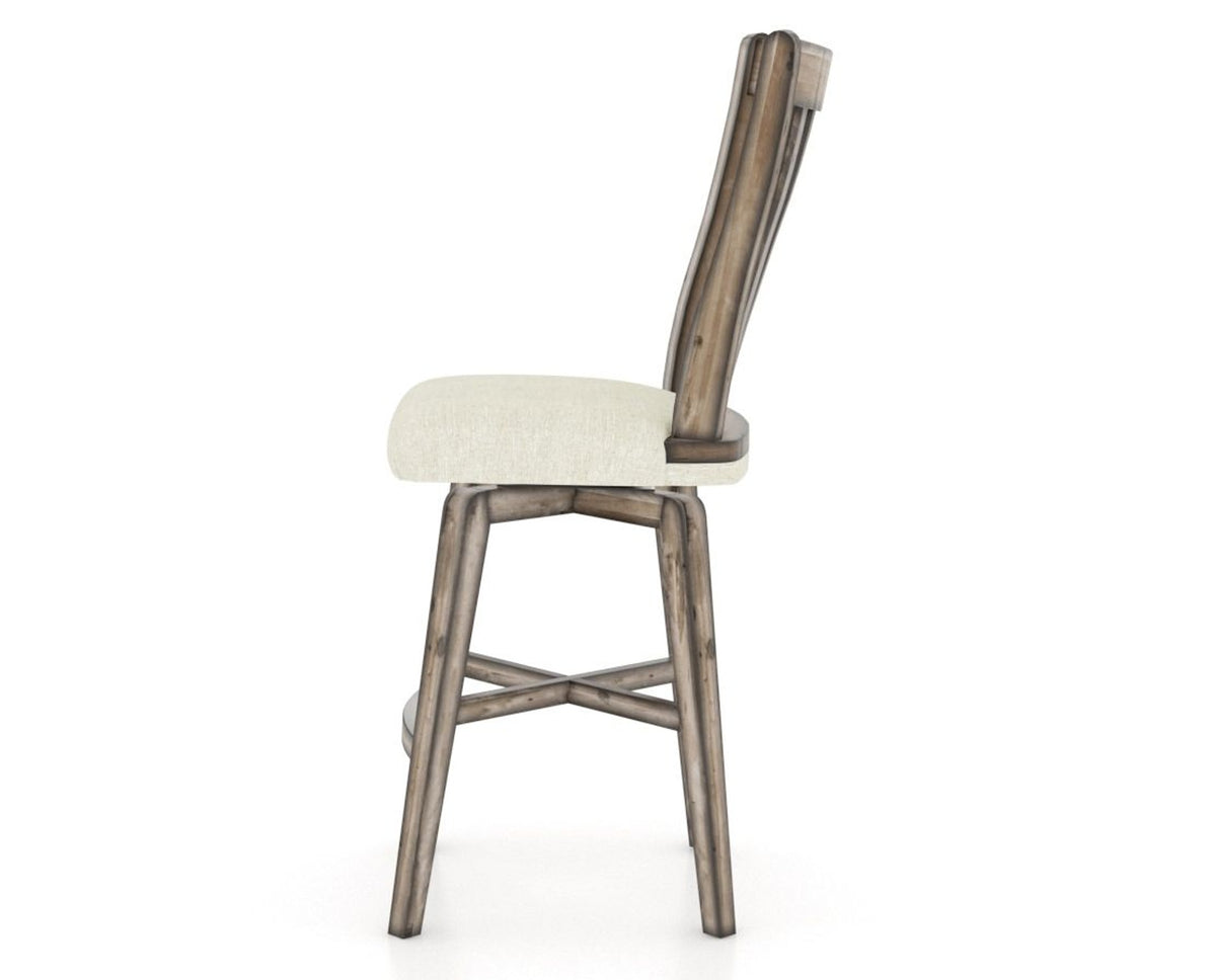 Canadel Champlain Swivel Counter Stool 7119 in TW Fabric and 72 Heritage Nature, side view