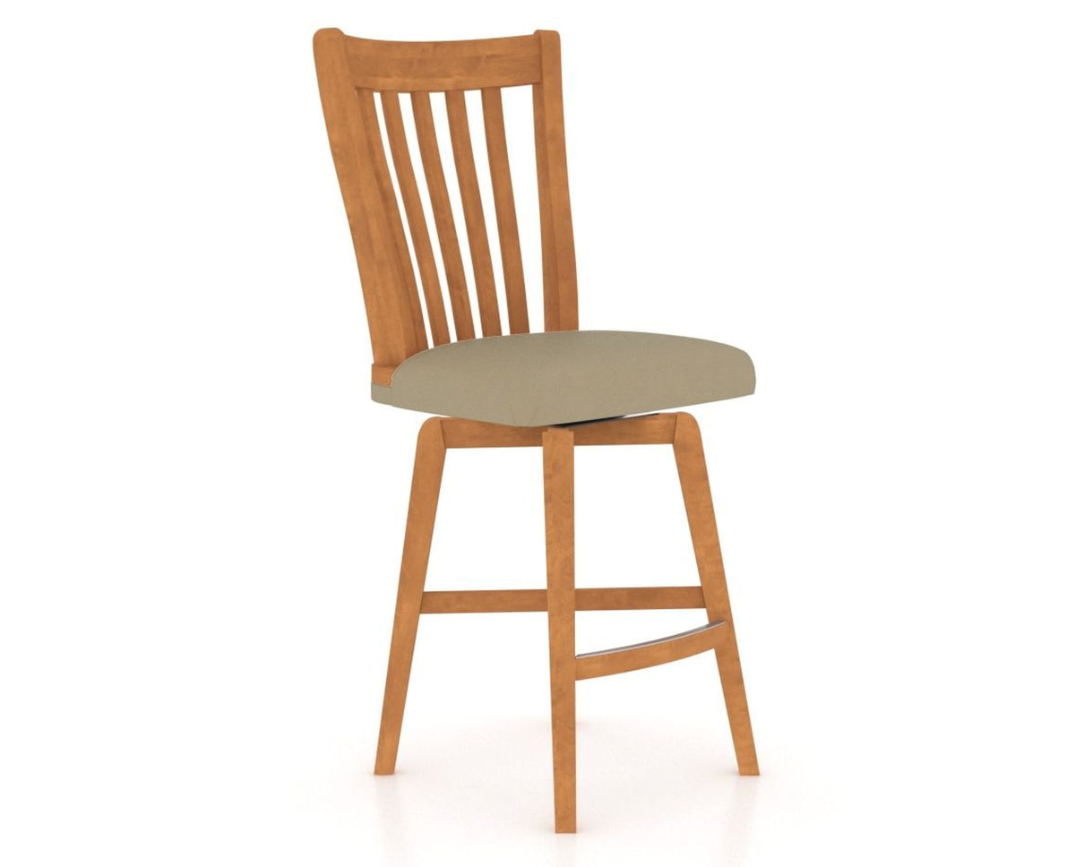 Canadel Swivel Counter Stool 7119 in XY Faux Leather and 01 Honey Washed, three-quarter view