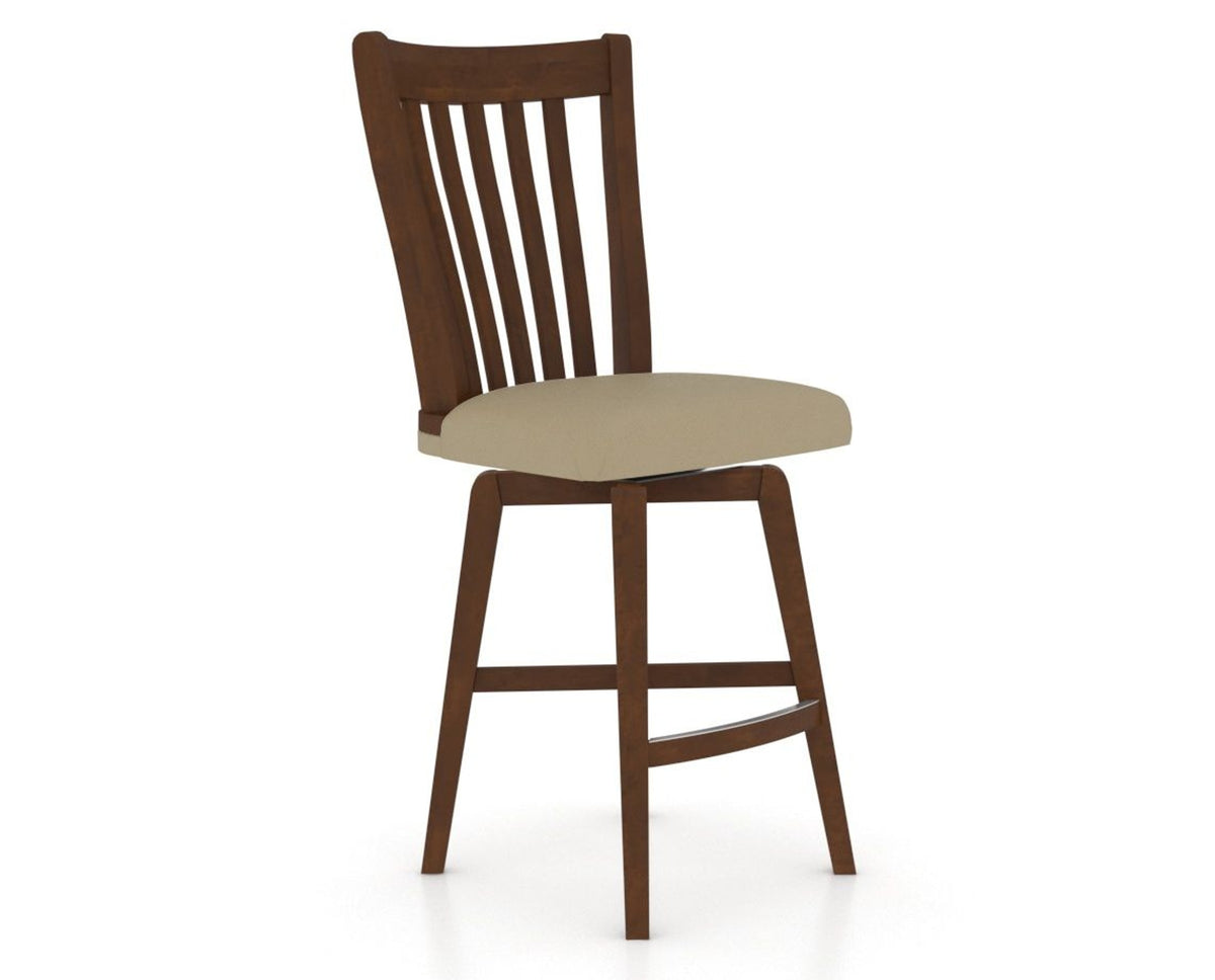 Canadel Swivel Counter Stool 7119 in XY Faux Leather and 19 Cognac Washed, three-quarter view