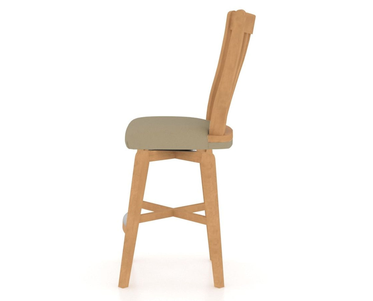 Canadel Swivel Counter Stool 7119 in XY Faux Leather and 20 Caramel Washed, side view