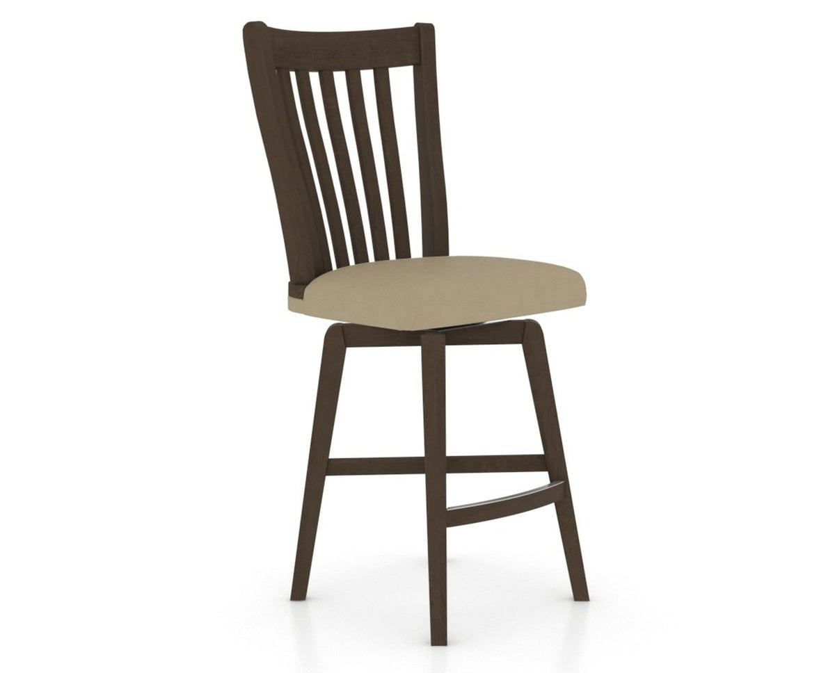 Canadel Swivel Counter Stool 7119 in XY Faux Leather and 29 Hazelnut Washed, three-quarter view