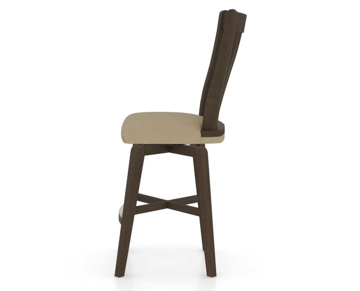 Canadel Swivel Counter Stool 7119 in XY Faux Leather and 29 Hazelnut Washed, side view
