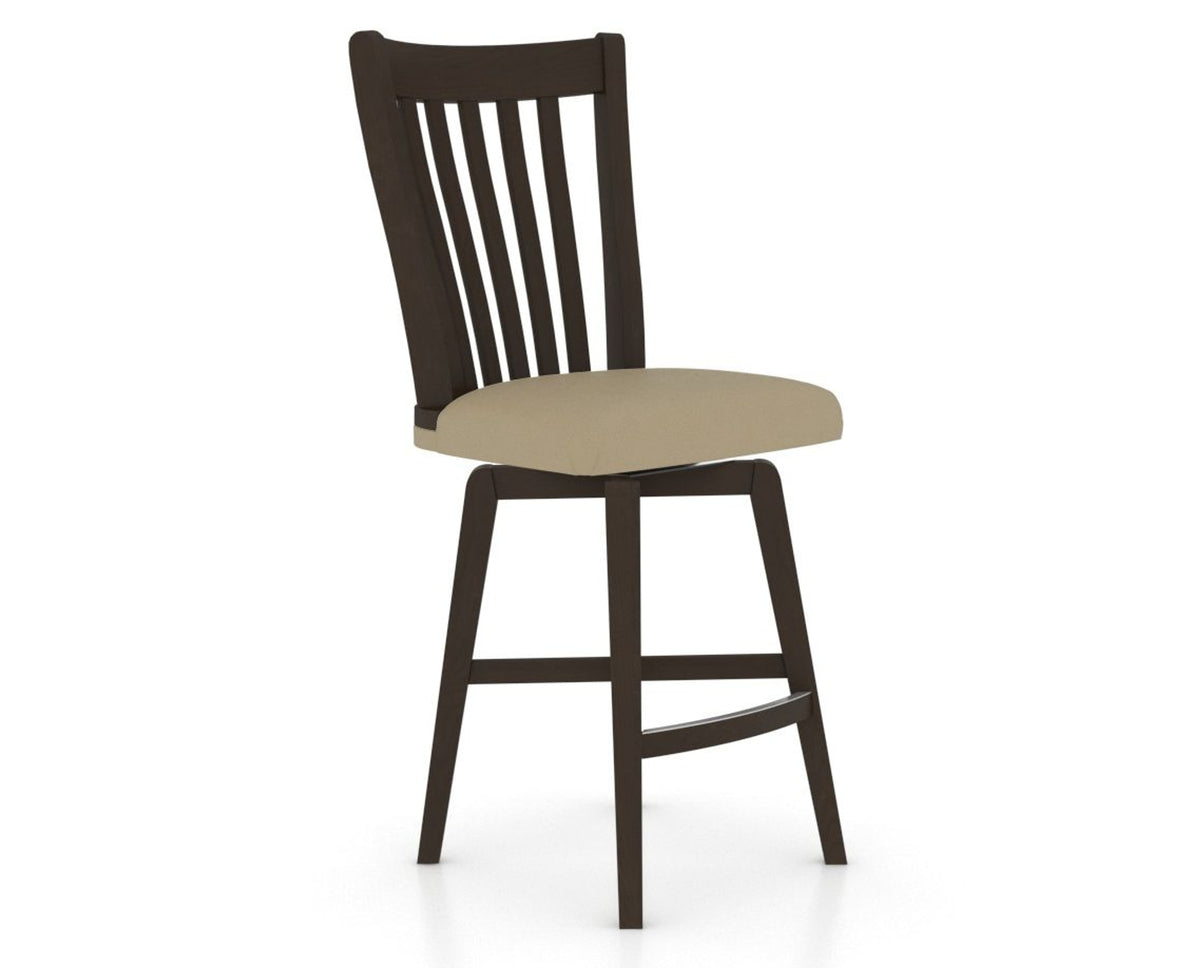 Canadel Swivel Counter Stool 7119 in XY Faux Leather and 59 Davy's Grey, three-quarter view