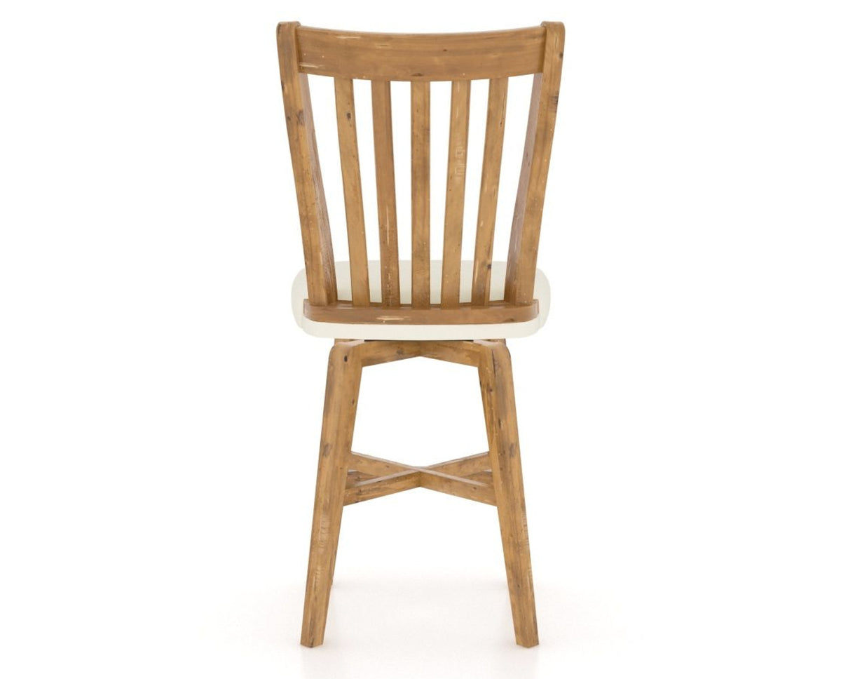 Canadel Champlain Swivel Counter Stool 7119 in YJ Faux Leather and 01 Honey Washed, back view