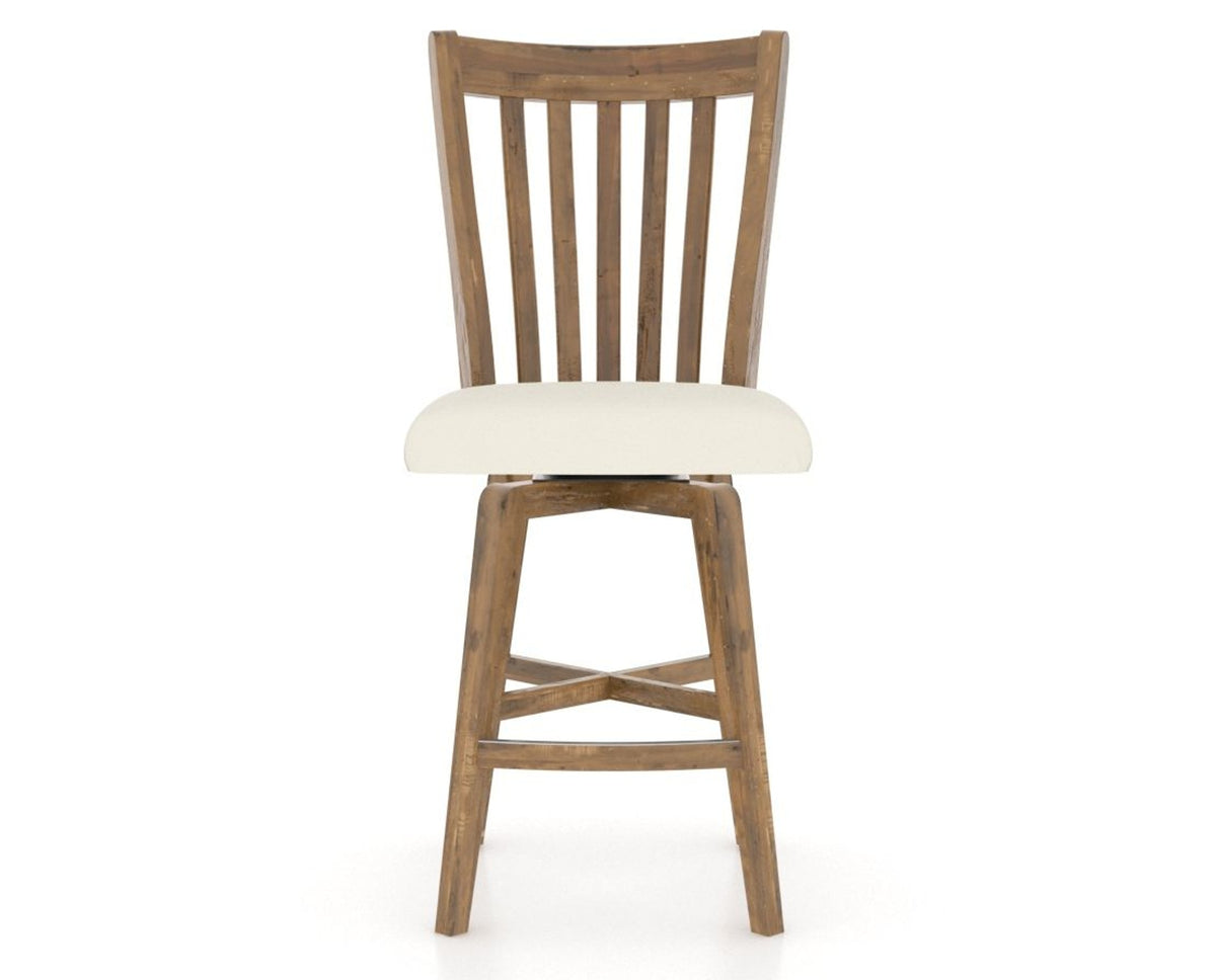 Canadel Champlain Swivel Counter Stool 7119 in YJ Faux Leather and 03 Oak Washed, front view