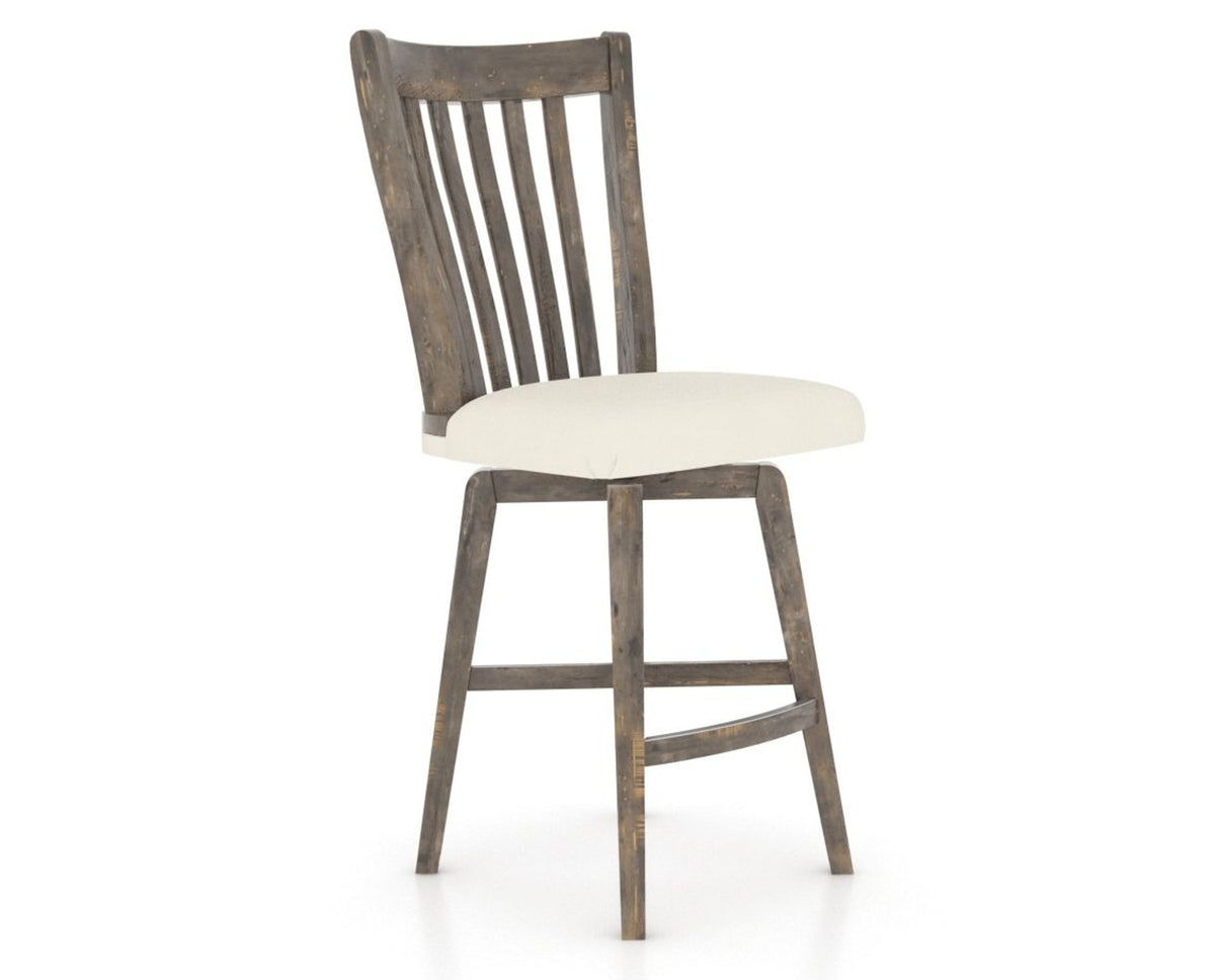 Canadel Champlain Swivel Counter Stool 7119 in YJ Faux Leather and 08 Shadow, three-quarter view