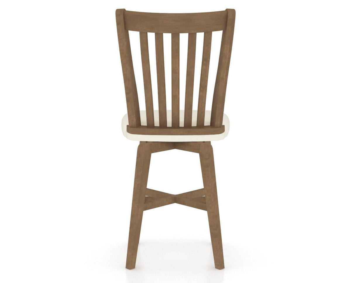 Canadel Swivel Counter Stool 7119 in YJ Faux Leather and 25 Pecan Washed, back view