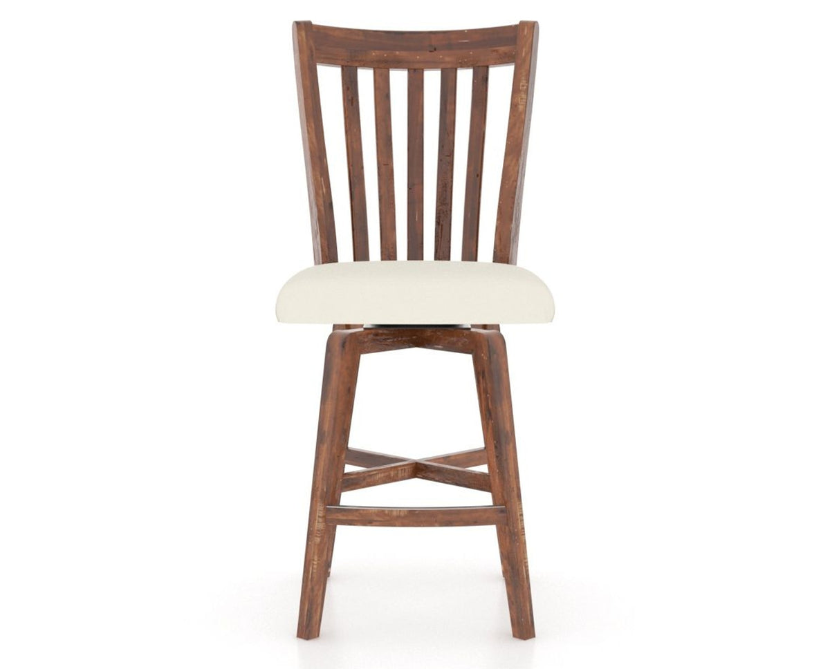 Canadel Champlain Swivel Counter Stool 7119 in YJ Faux Leather and 33 Spice Washed, front view