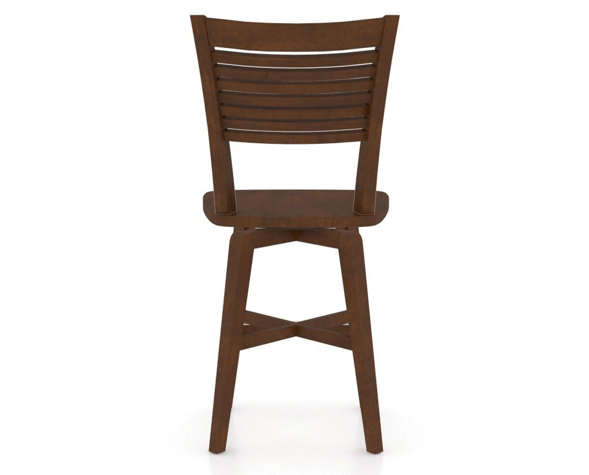 Canadel Swivel Counter Stool 7229 in Wood Seat and 19 Cognac Washed, back view