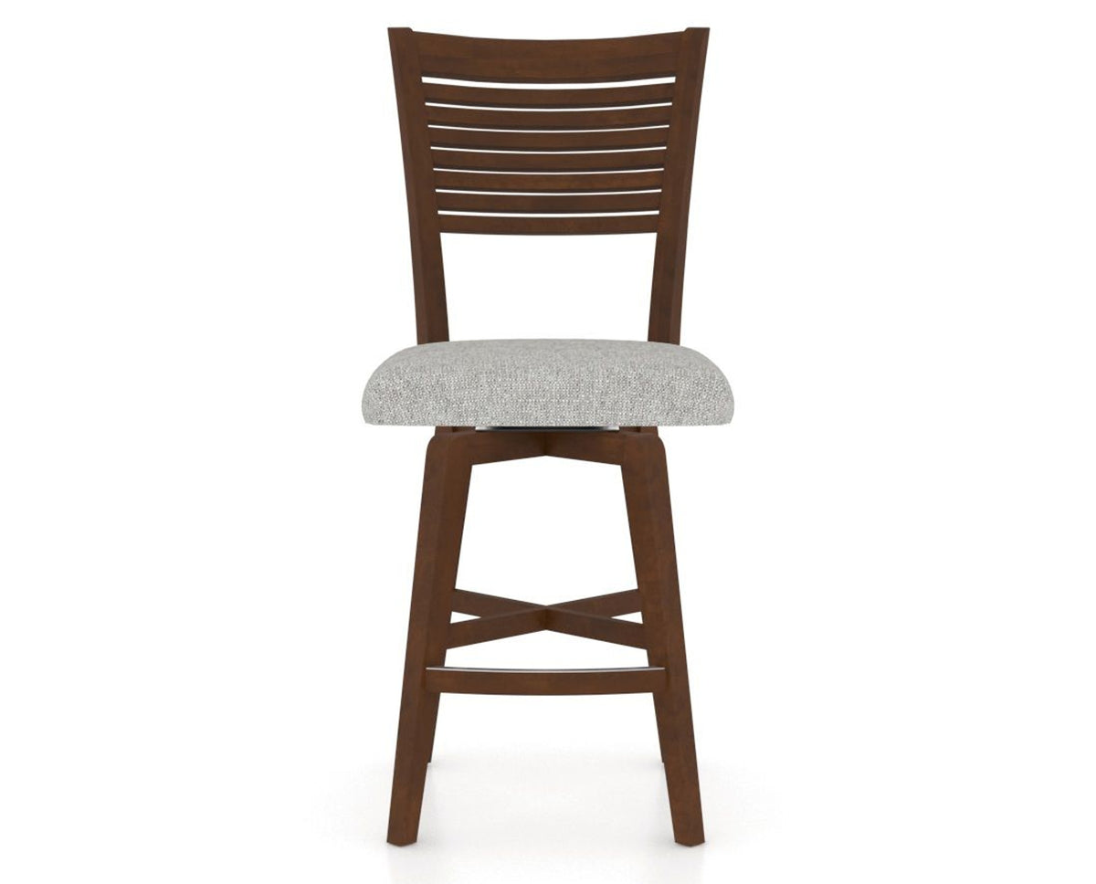 Canadel Swivel Counter Stool 7229 in 7C Fabric and 19 Cognac Washed, front view