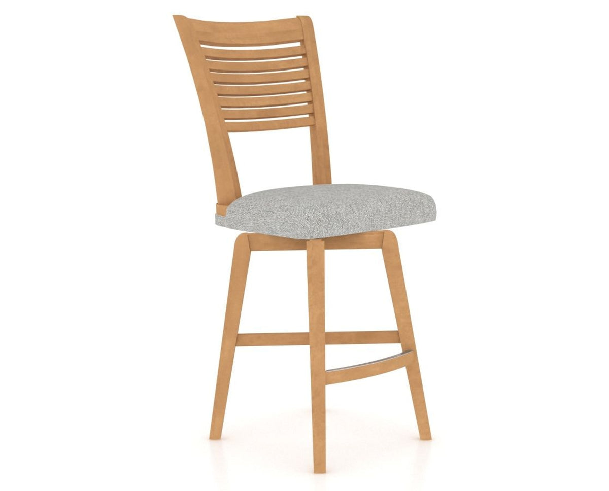 Canadel Swivel Counter Stool 7229 in 7C Fabric and 20 Caramel Washed, three-quarter view