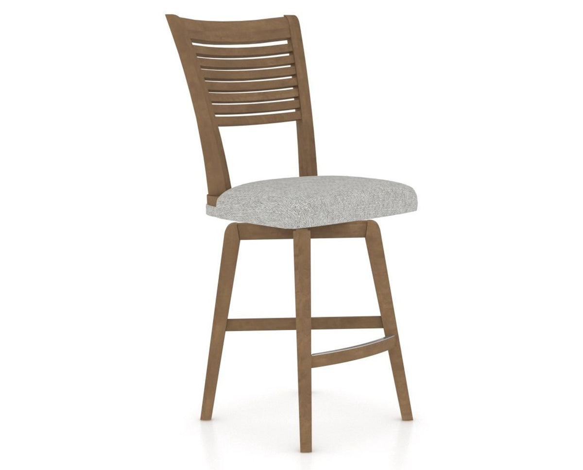 Canadel Swivel Counter Stool 7229 in 7C Fabric and 25 Pecan Washed, three-quarter view