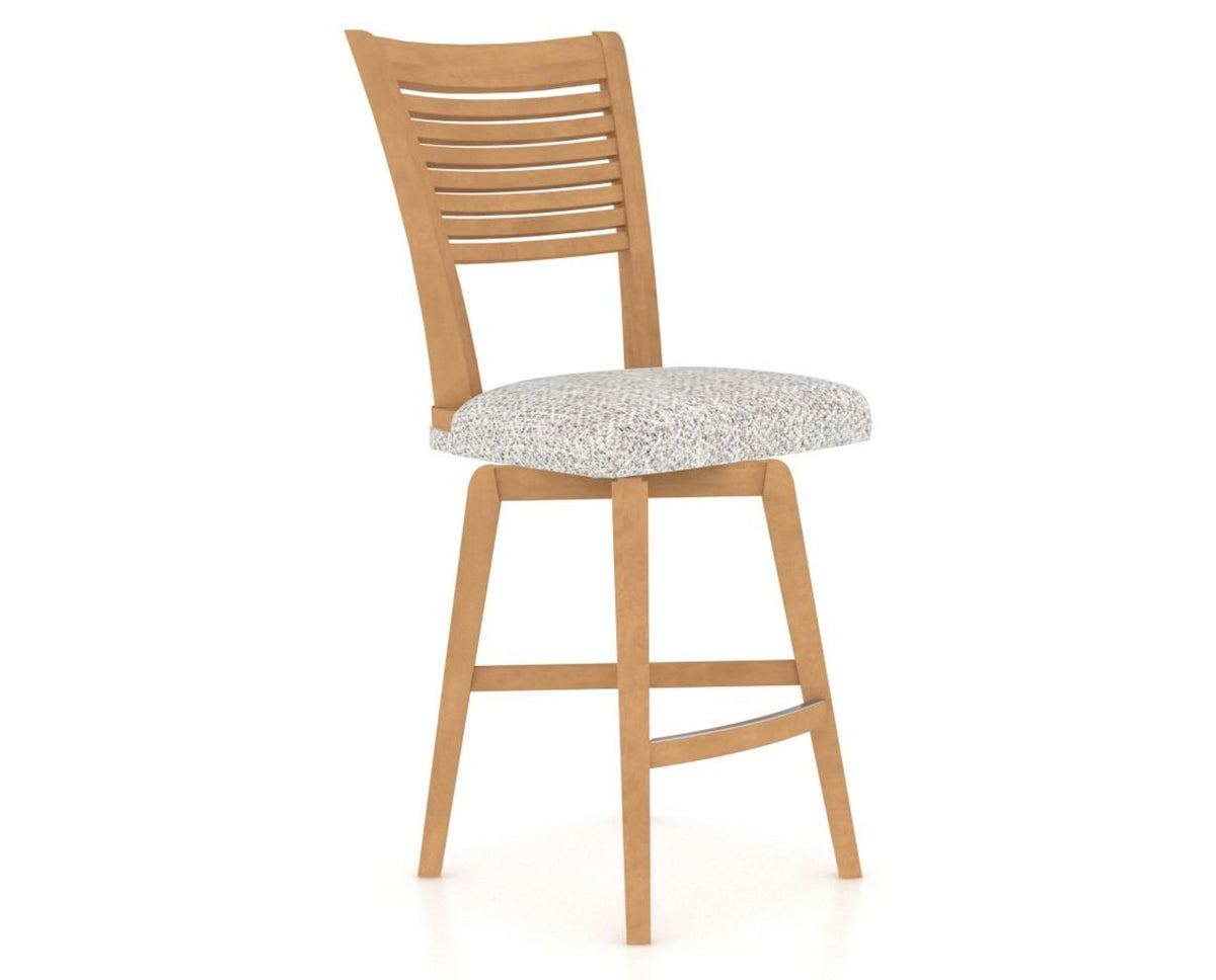 Canadel Swivel Counter Stool 7229 in FP Crypton® and 20 Caramel Washed, three-quarter view