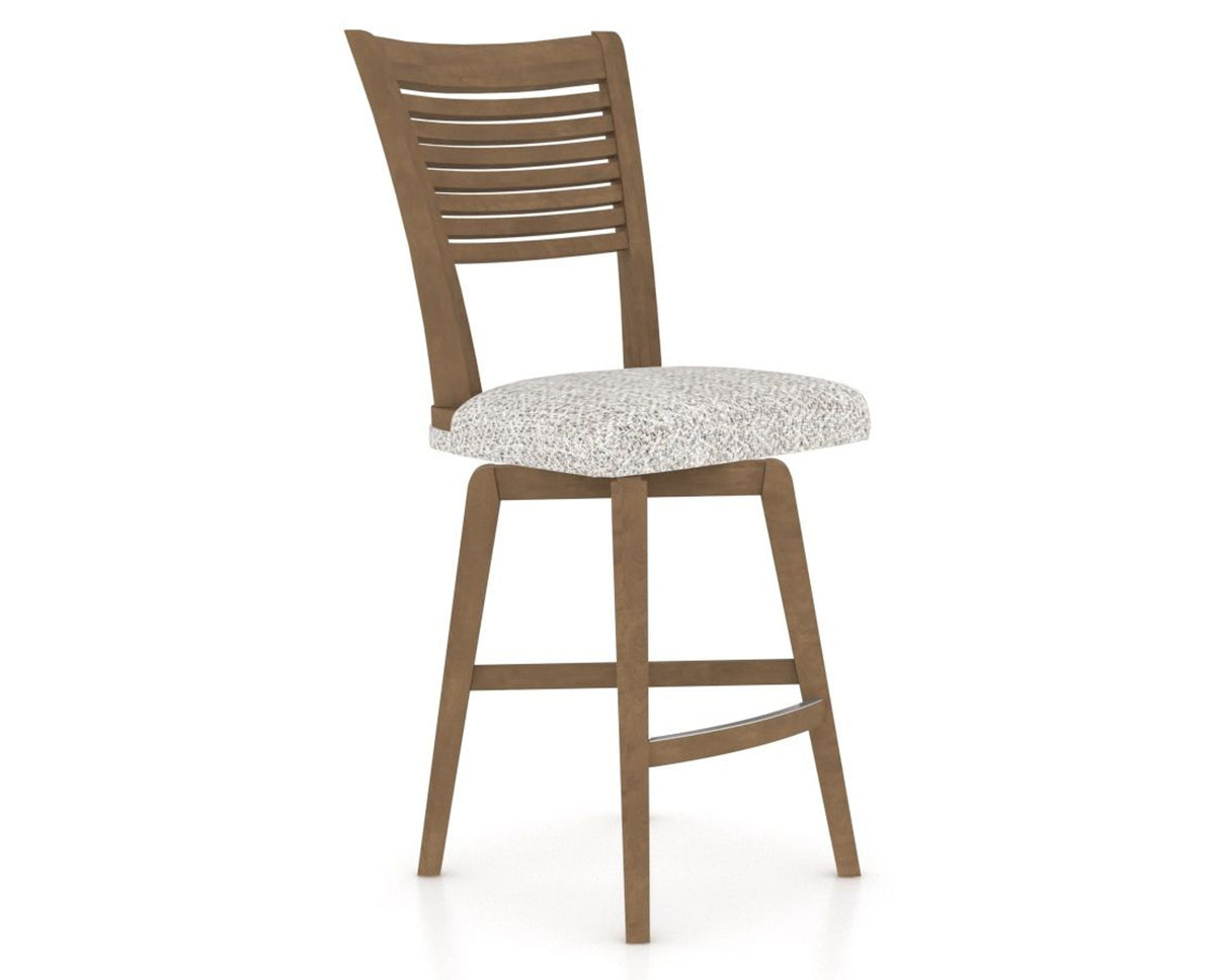 Canadel Swivel Counter Stool 7229 in FP Crypton® and 25 Pecan Washed, three-quarter view