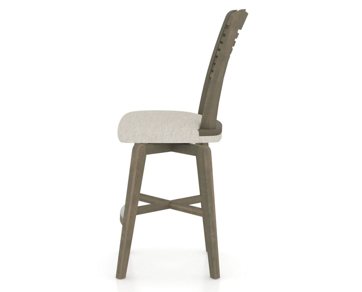 Canadel Swivel Counter Stool 7229 in TB Fabric and 08 Shadow, side view