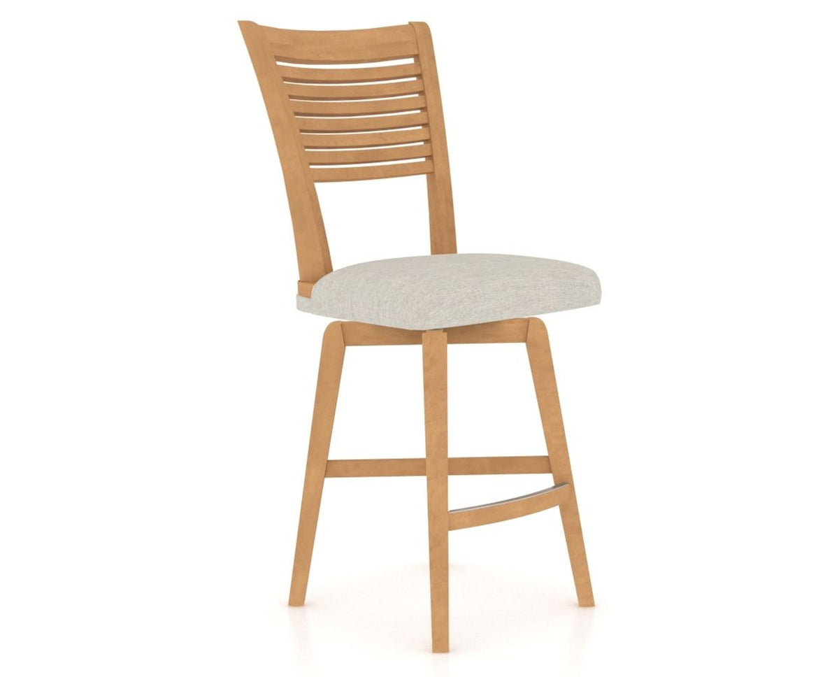 Canadel Swivel Counter Stool 7229 in TB Fabric and 20 Caramel Washed, three-quarter view