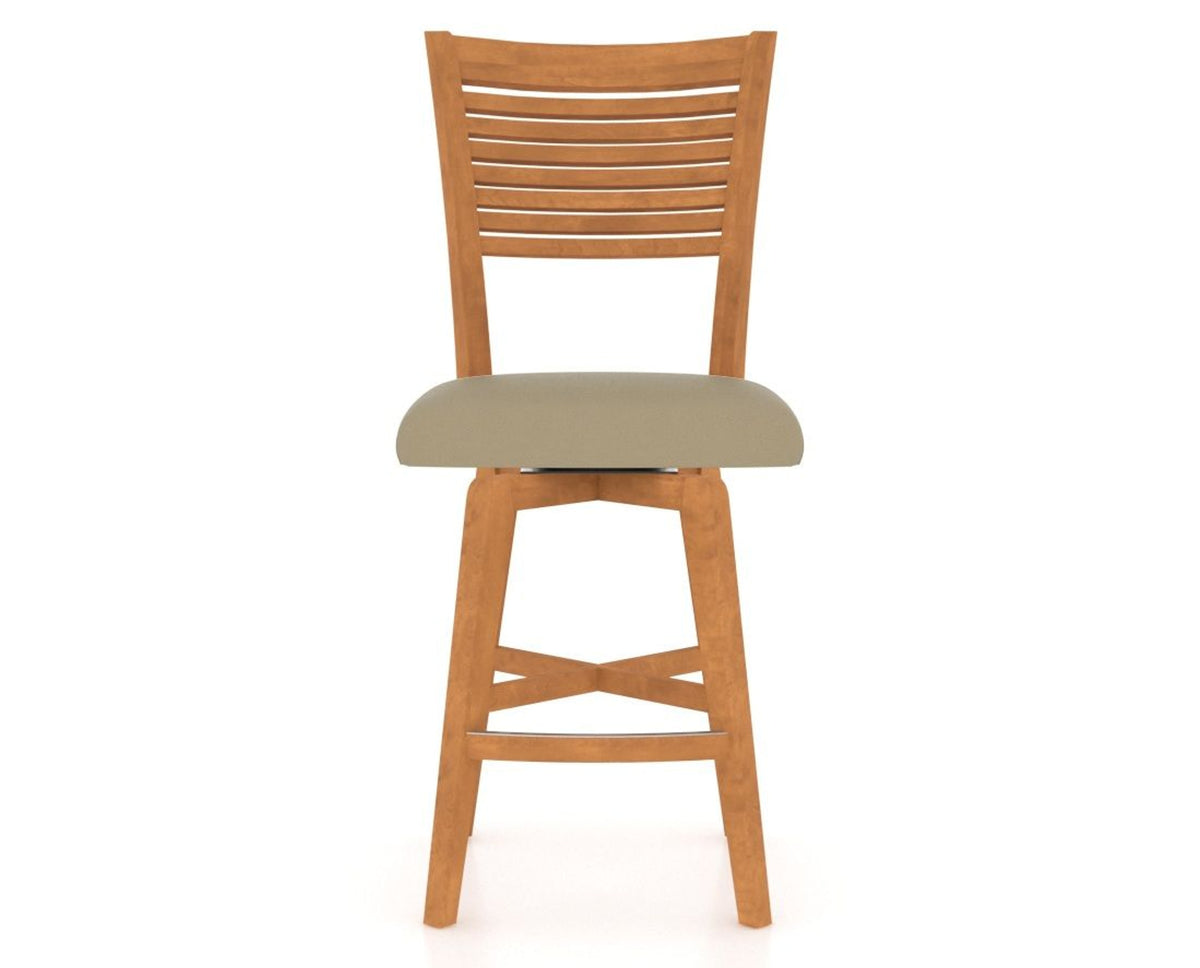 Canadel Swivel Counter Stool 7229 in XY Faux Leather and 01 Honey Washed, front view