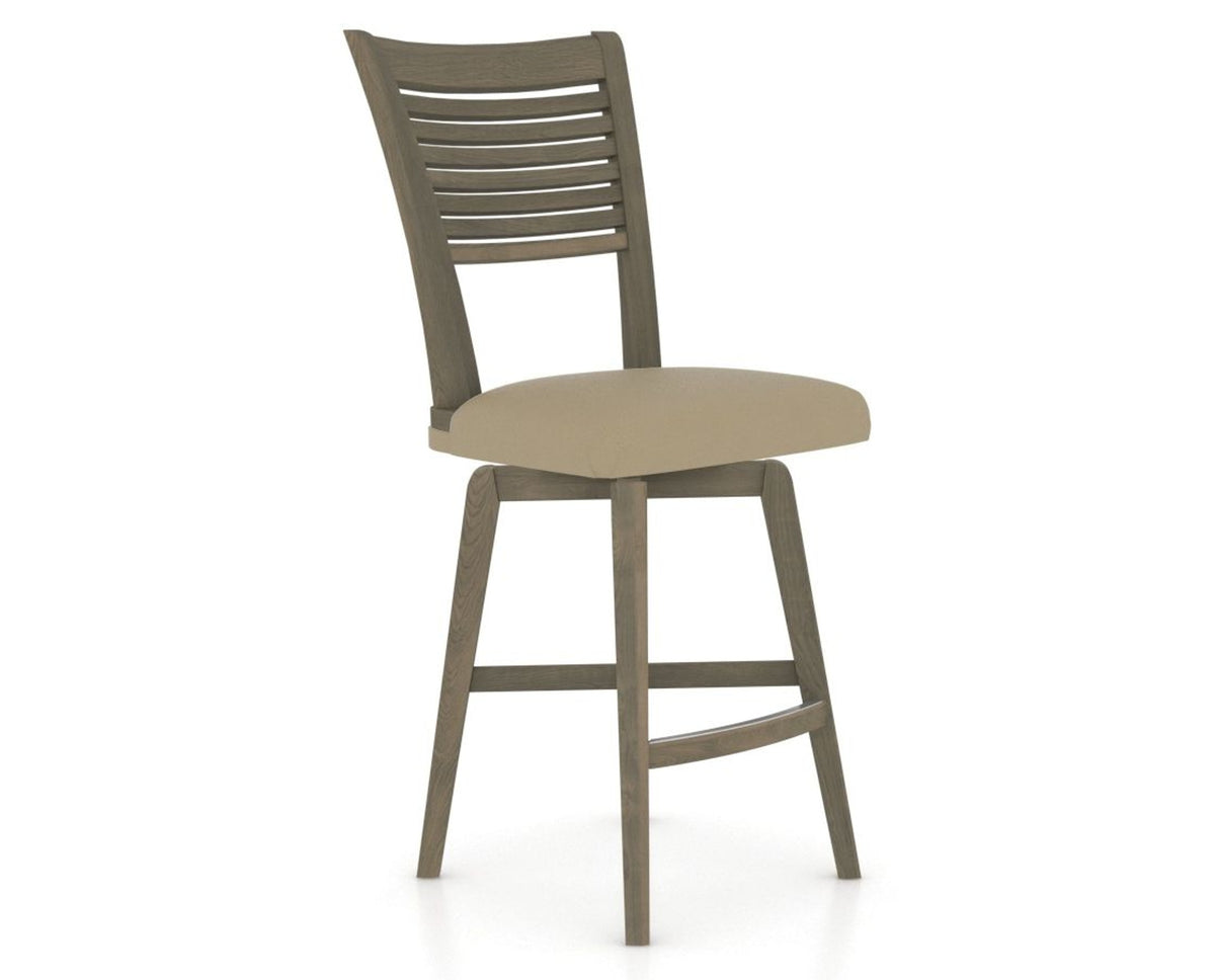 Canadel Swivel Counter Stool 7229 in XY Faux Leather and 08 Shadow, three-quarter view