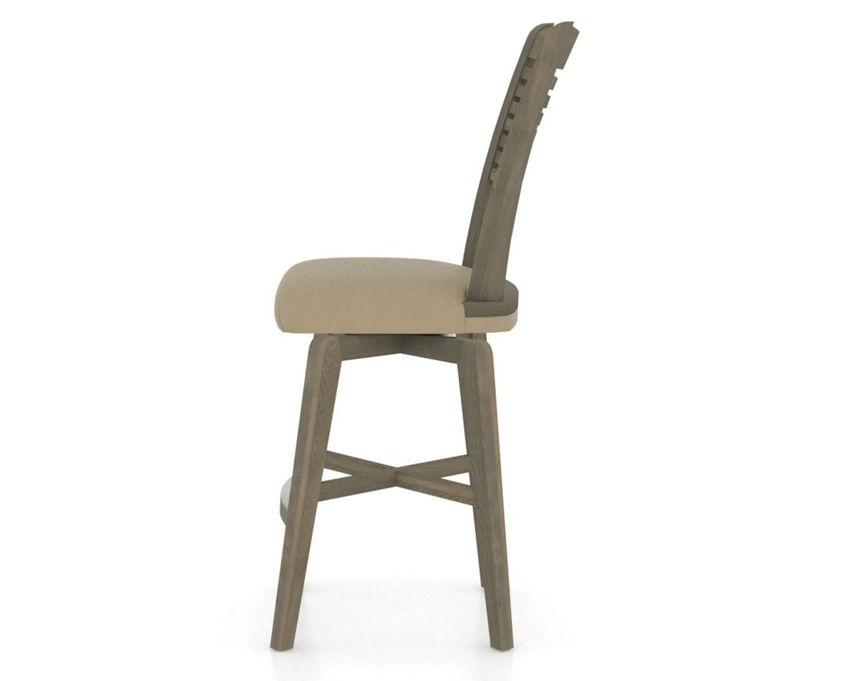 Canadel Swivel Counter Stool 7229 in XY Faux Leather and 08 Shadow, side view