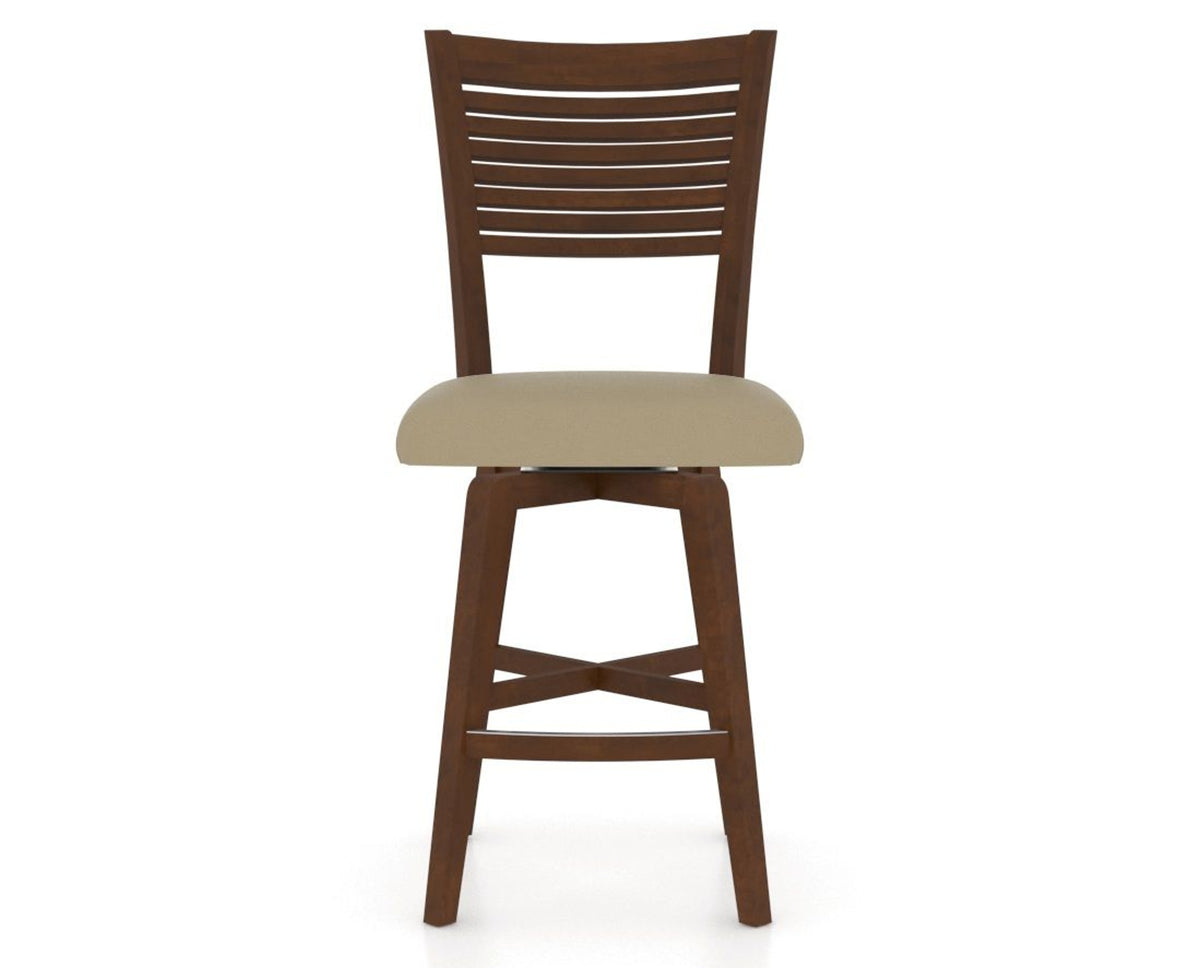 Canadel Swivel Counter Stool 7229 in XY Faux Leather and 19 Cognac Washed, front view
