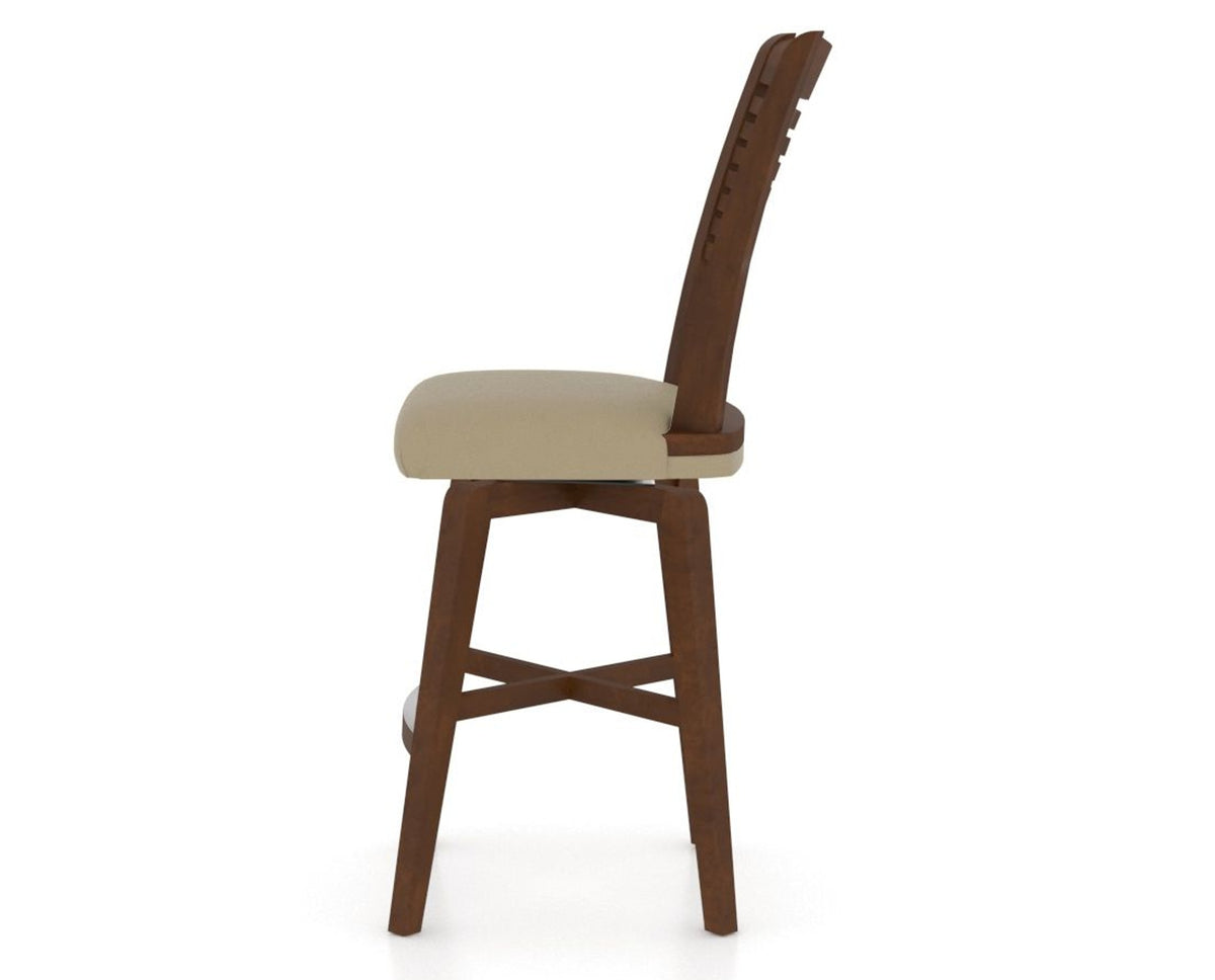 Canadel Swivel Counter Stool 7229 in XY Faux Leather and 19 Cognac Washed, side view