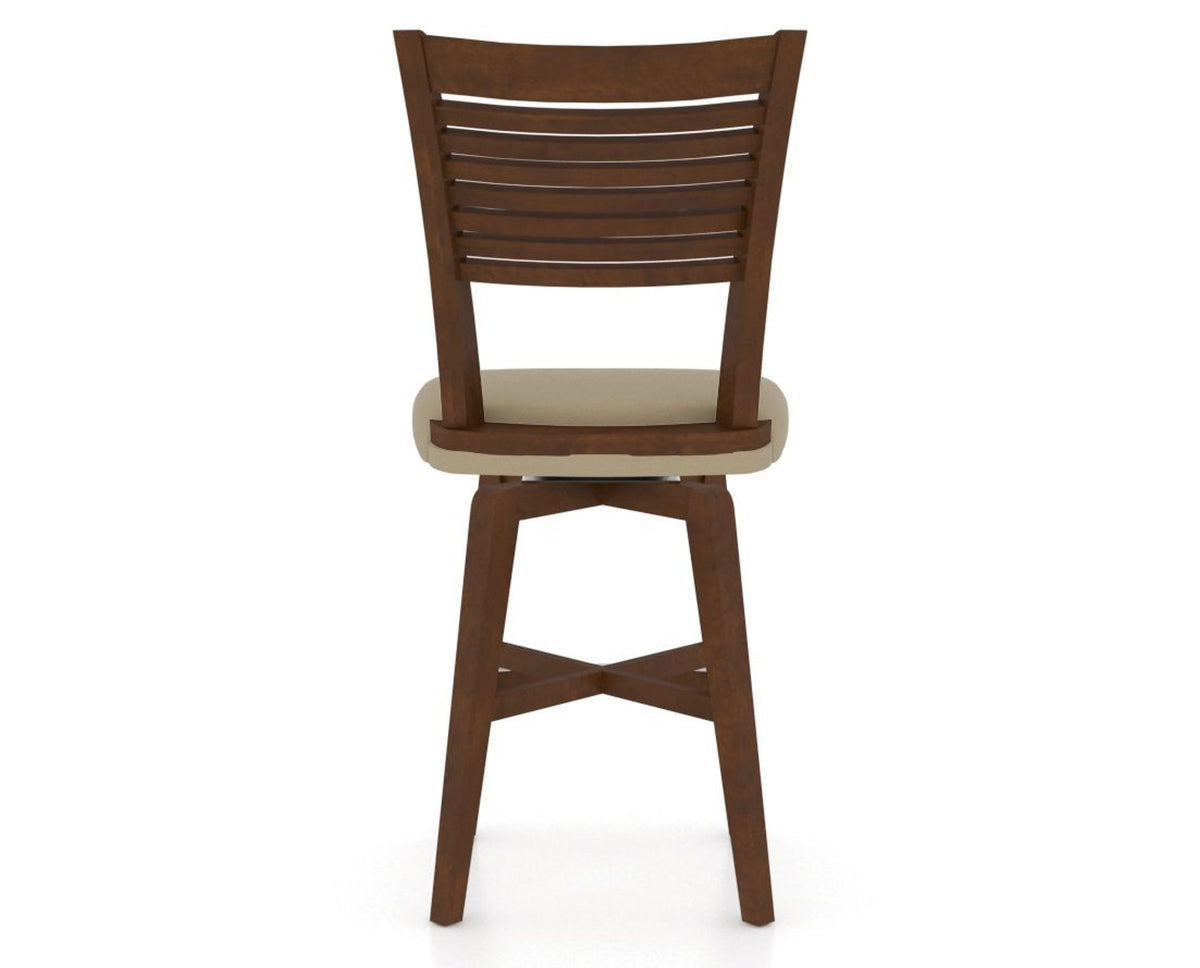 Canadel Swivel Counter Stool 7229 in XY Faux Leather and 19 Cognac Washed, back view