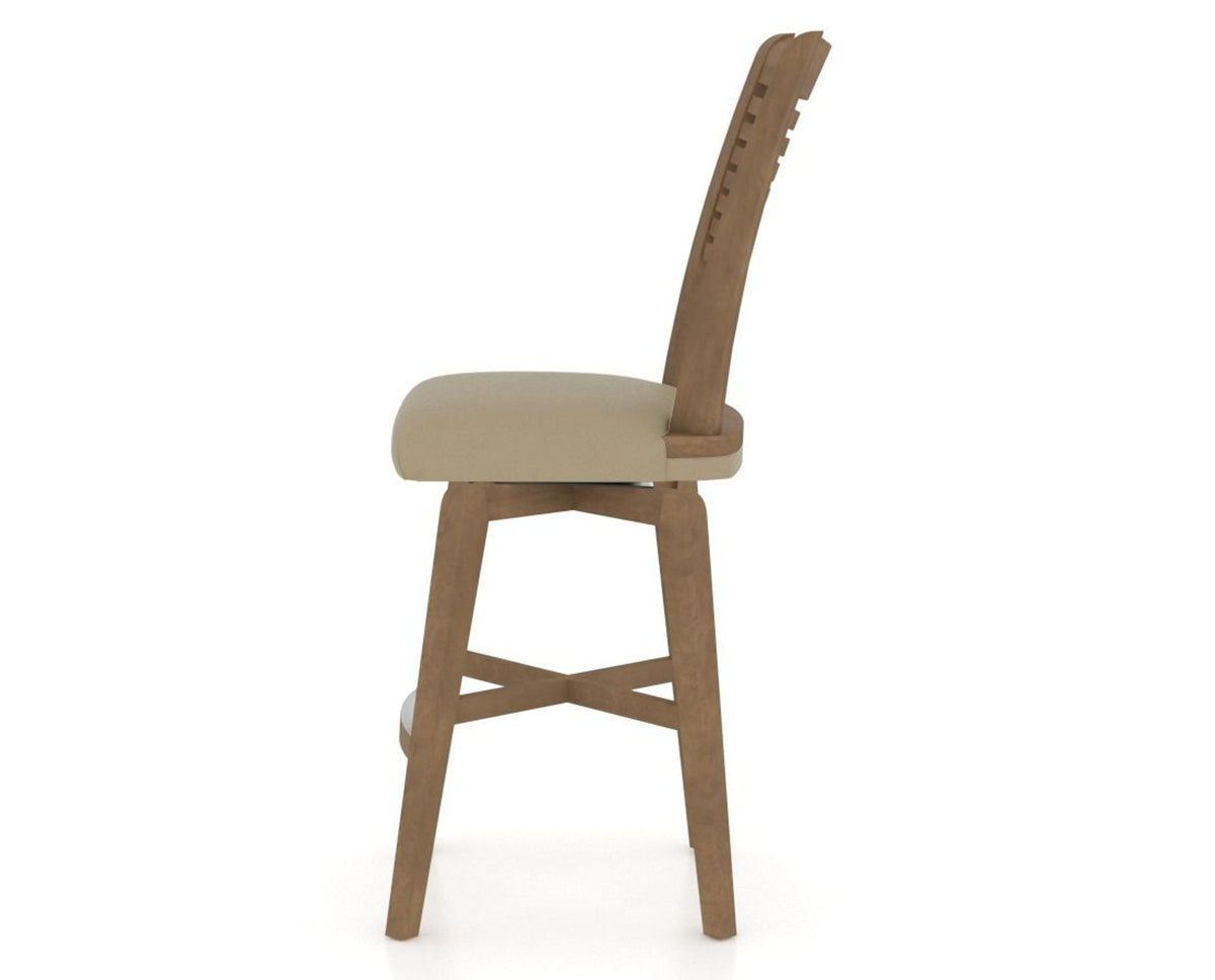 Canadel Swivel Counter Stool 7229 in XY Faux Leather and 25 Pecan Washed, side view