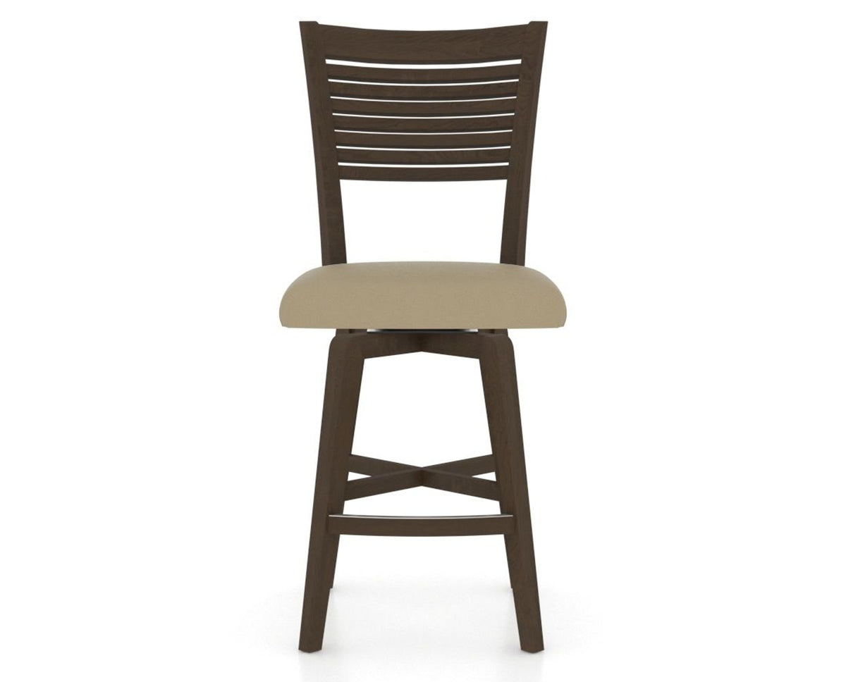 Canadel Swivel Counter Stool 7229 in XY Faux Leather and 29 Hazelnut Washed, front view