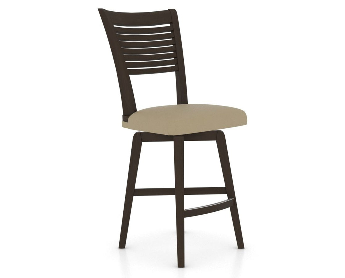 Canadel Swivel Counter Stool 7229 in XY Faux Leather and 59 Davy's Grey, three-quarter view