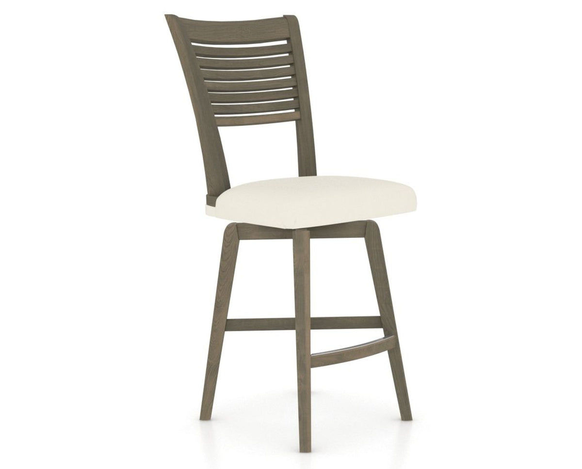Canadel Swivel Counter Stool 7229 in YJ Faux Leather and 08 Shadow, three-quarter view