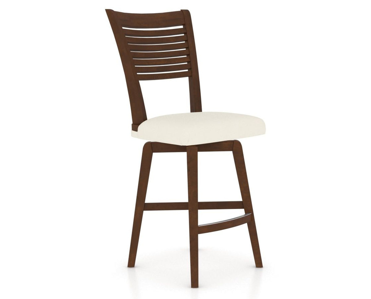 Canadel Swivel Counter Stool 7229 in YJ Faux Leather and 19 Cognac Washed, three-quarter view