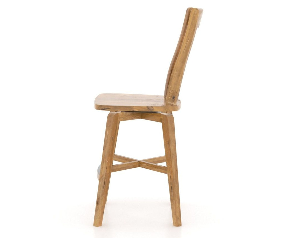 Canadel Champlain Swivel Counter Stool 7232 in Wood Seat and 01 Honey Washed, side view